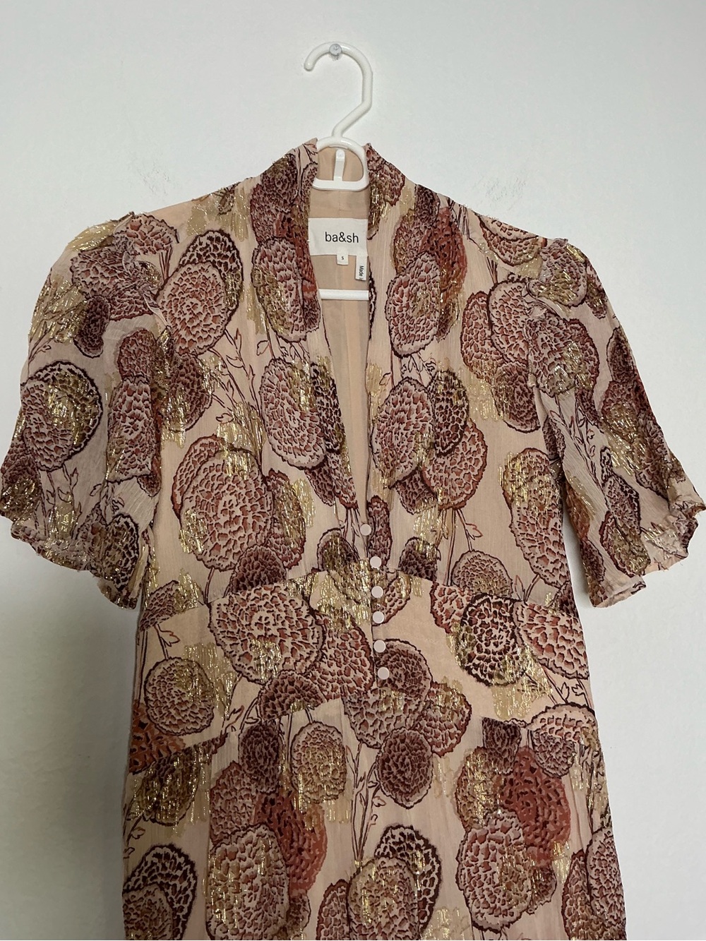 ba&sh Cream Maxi Dress with Brown Floral Print - Picture 5 of 16